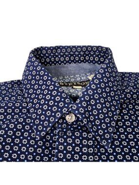 Stetson Pearl Snap Floral Shirt Men's Small Blue Long Sleeve Western Cowboy